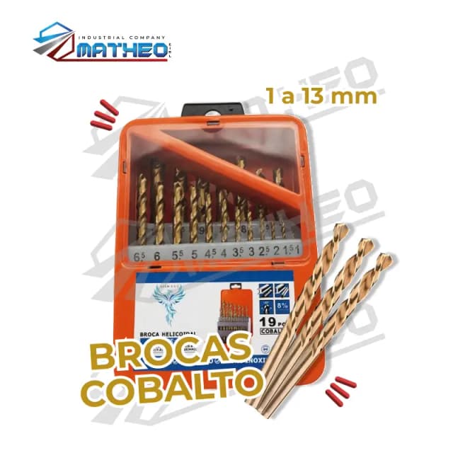 Juego de Brocas de Cobalto - 1mm a 13mm (19 piezas )