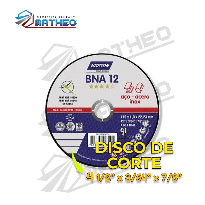 Disco de Corte Norton Ultra Fino - 4 1/2" x 3/64" x 7/8"