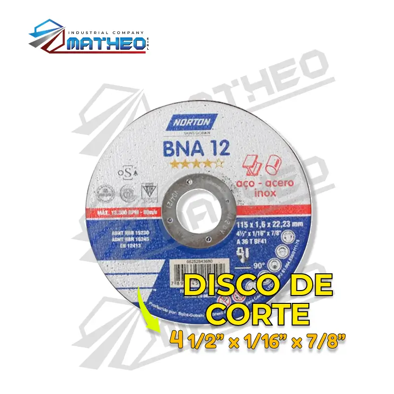 Disco de Corte Norton BNA 12 - 4 1/2" x 1/16" x 7/8"