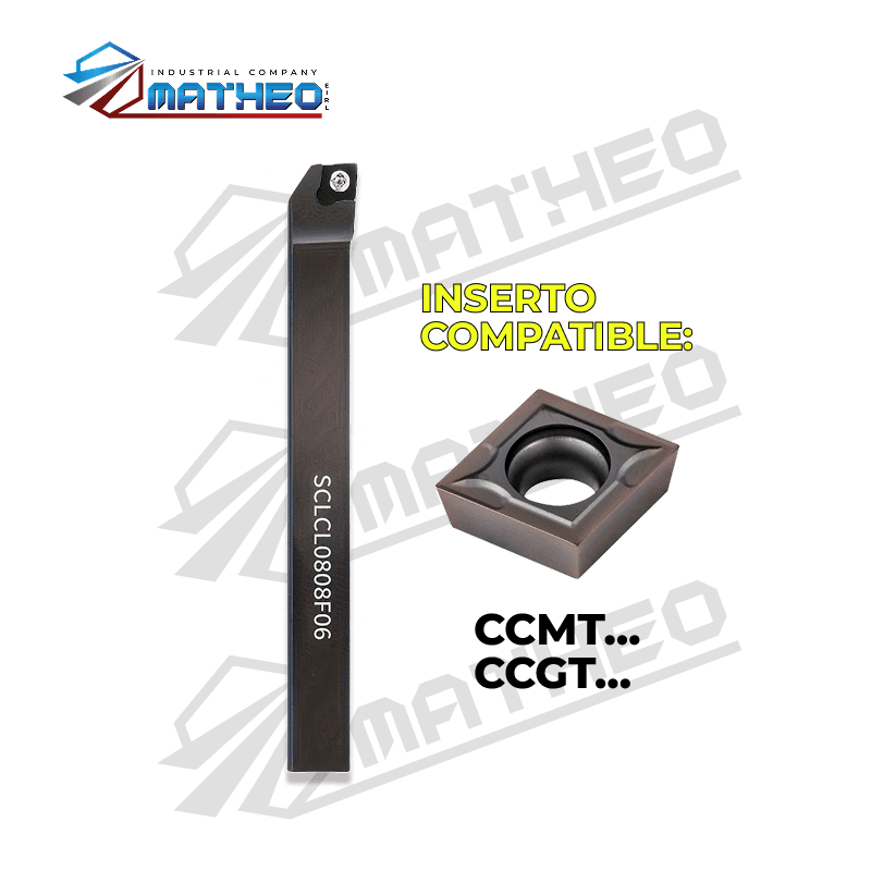 Porta inserto exterior p/ torno SCLCL0808F06