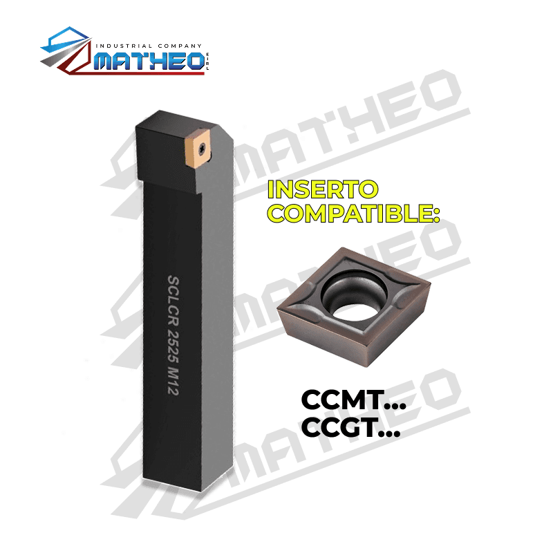 Porta inserto exterior p/ torno SCLCR2525M12